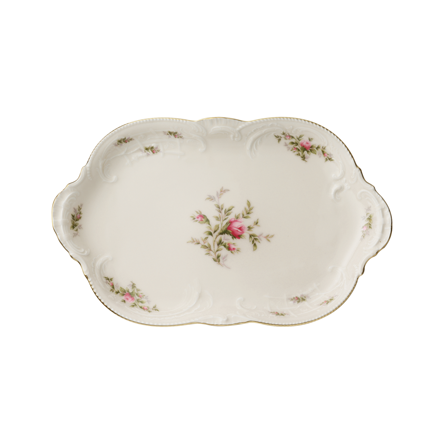 Rosenthal Sanssouci Elfenbein Moosrose neu Poliergold Ramona Platte 28 cm