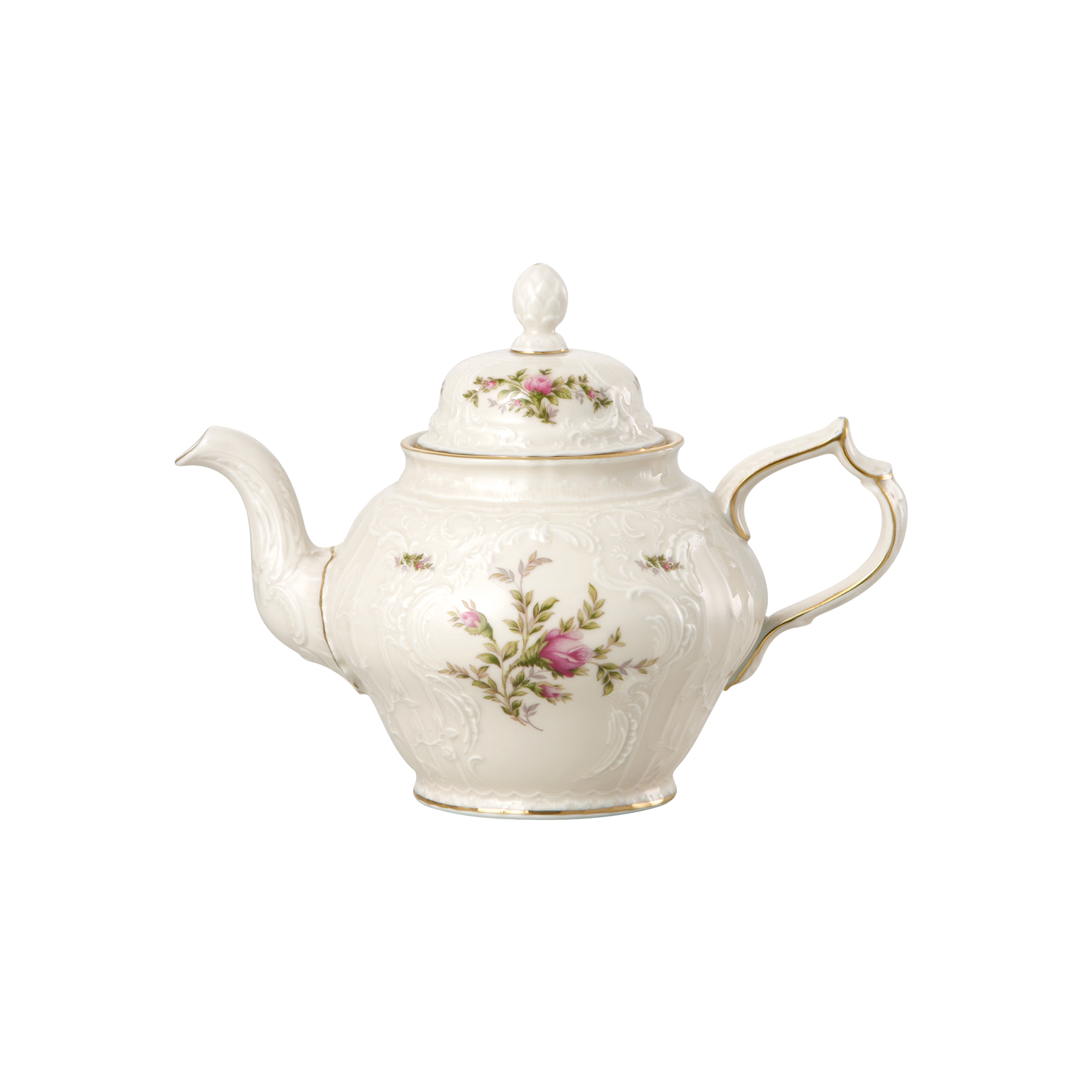 Rosenthal Sanssouci Elfenbein Moosrose neu Poliergold Ramona Teekanne 12 Pers.