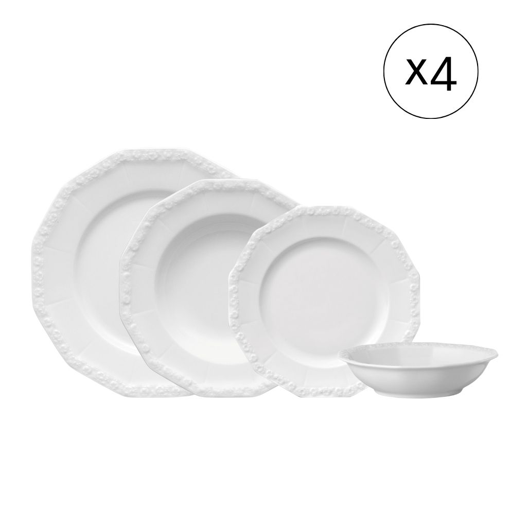 Rosenthal Maria Weiß Traditionelles Tafelservice für 4, 16-tlg. Geschirr-Set