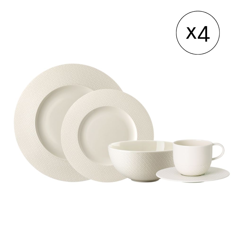 Rosenthal Kumi Weiß Modernes Frühstücks-Set für 4, 20-tlg. Geschirr-Set