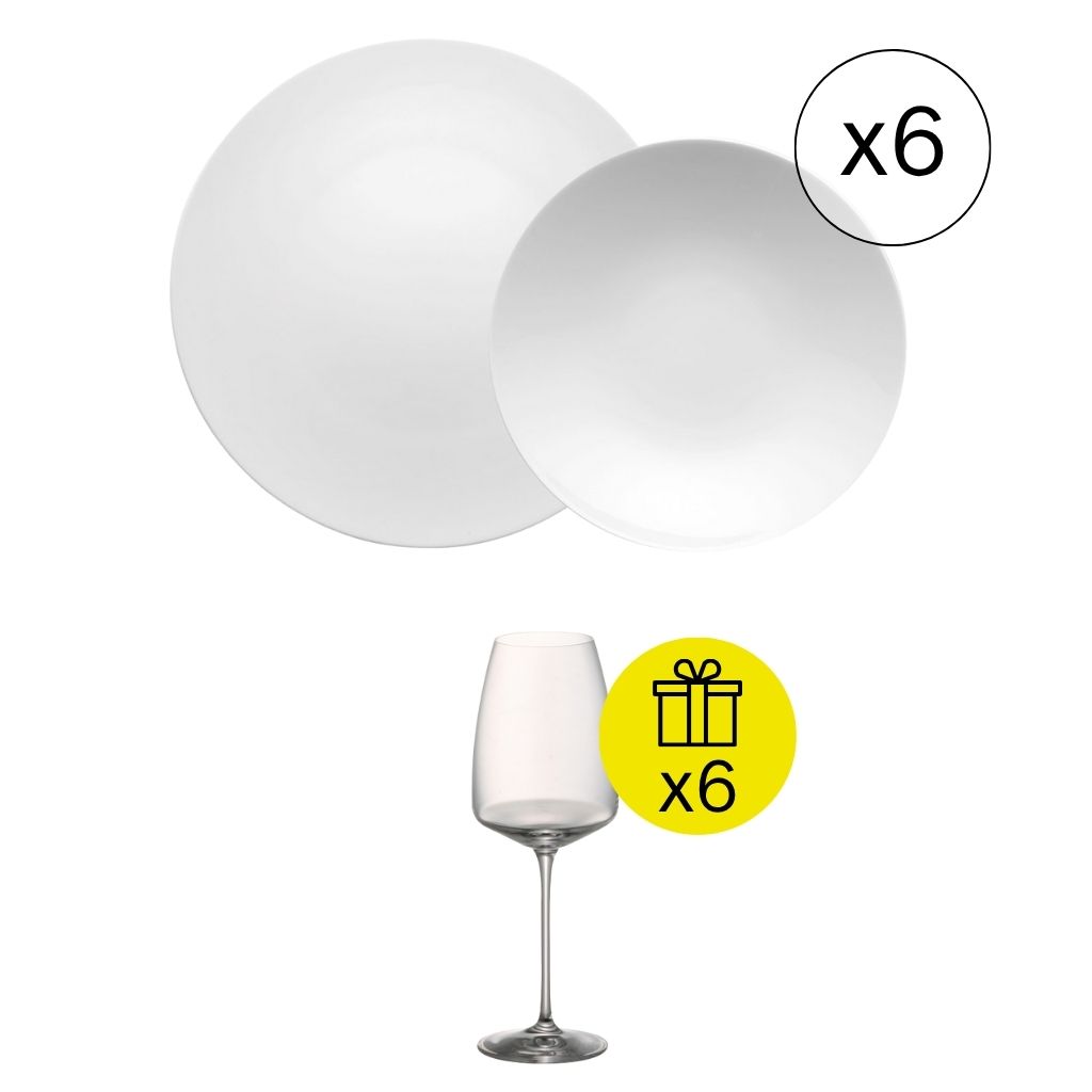 Rosenthal TAC Weiß IkonischesTafelservice für 6, 12-tlg. Geschirr-Set mit Geschenk