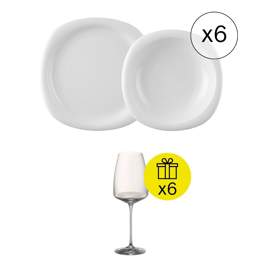Rosenthal Suomi Weiß Ikonisches Tafelservice für 6, 12-tlg. Geschirr-Set mit Geschenk