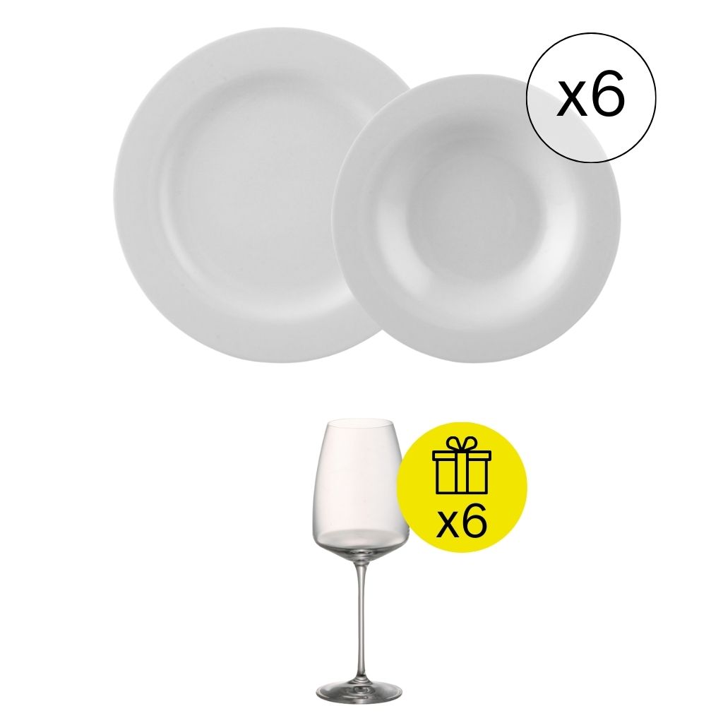 Rosenthal Moon Weiß Ikonisches Tafelservice für 6, 12-tlg. Geschirr-Set mit Geschenk