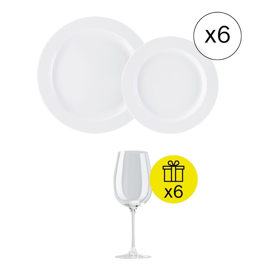Rosenthal Form 1382 Weiß Ikonisches Tafelservice für 6, 12-tlg. Geschirr-Set mit Geschenk