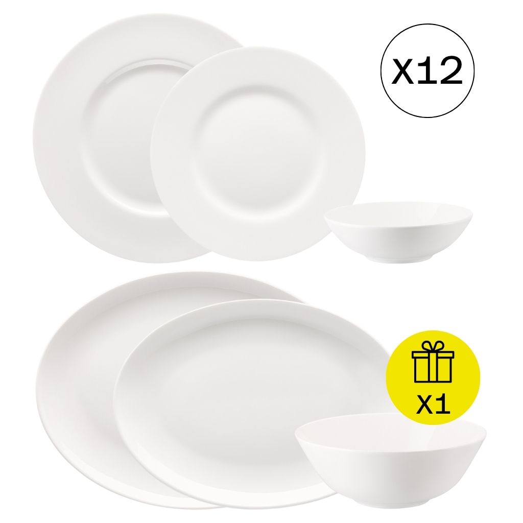 Rosenthal Jade Weiß Klassisches Tafelservice für 12, 36-tlg. Geschirr-Set mit Geschenk