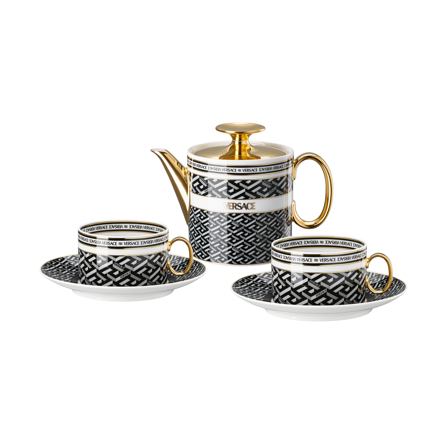 Versace La Greca Signature Black Set Tea for 2